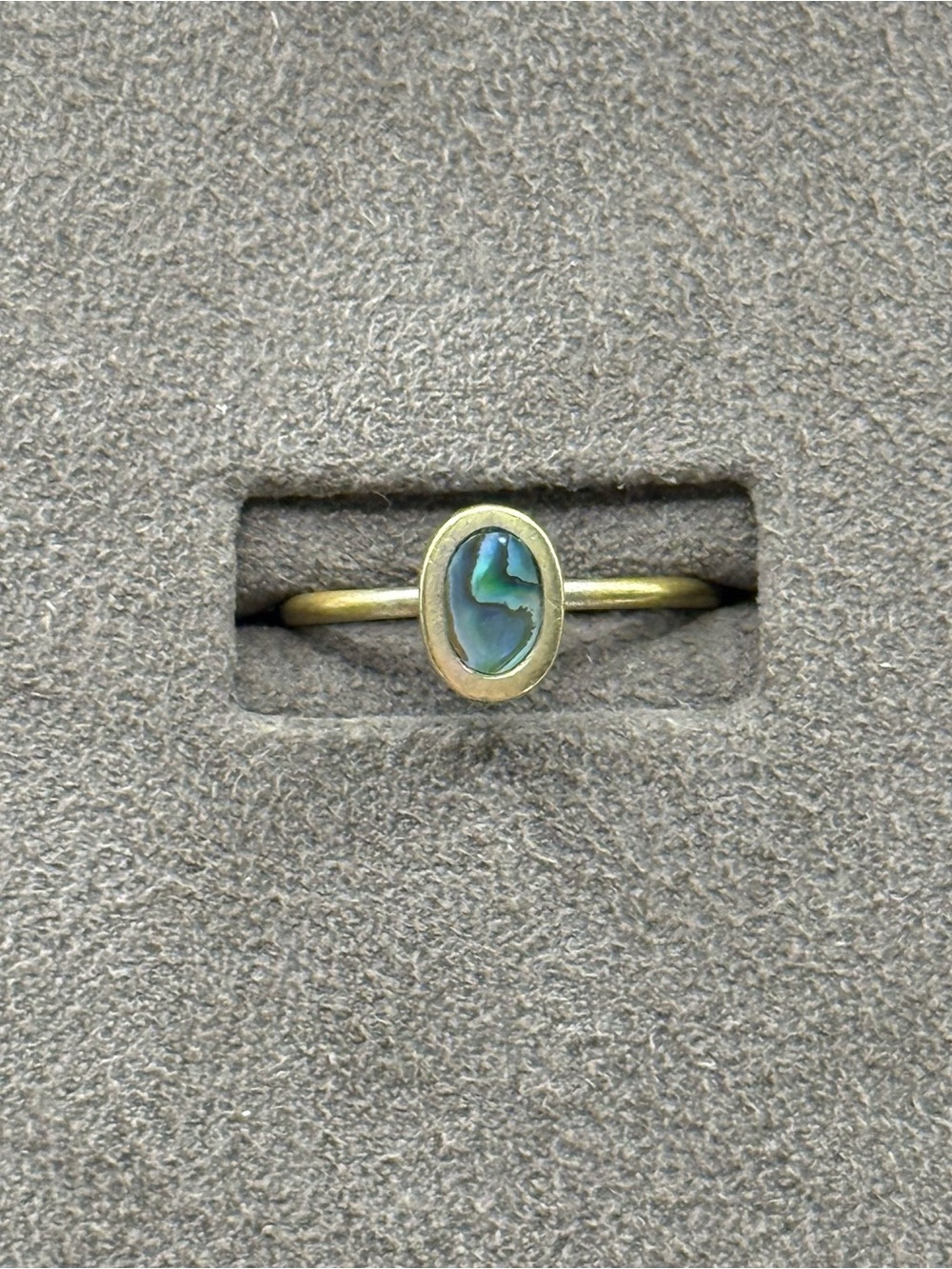 Sterling silver Delicate Green Abalone Oval Bezel Ring